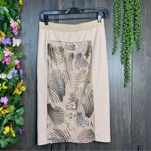 ₽💙2/$40💙BCBGMaxAzria Rose Gold Pale Pink Sequin Detail Pencil Skirt Size Small